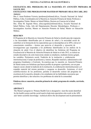 PONENCIAS DEL EJE TEMÁTICO: CALIDAD Y ACREDITACIÓN EN LA EDUCACIÓN SUPERIOR