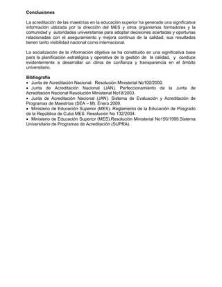 PONENCIAS DEL EJE TEMÁTICO: CALIDAD Y ACREDITACIÓN EN LA EDUCACIÓN SUPERIOR