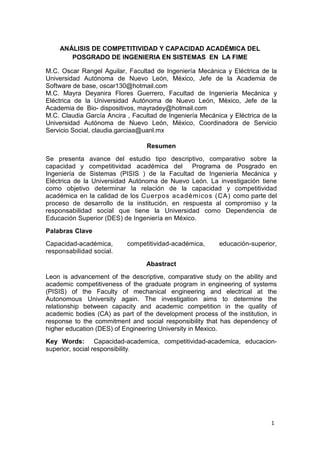 PONENCIAS DEL EJE TEMÁTICO: CALIDAD Y ACREDITACIÓN EN LA EDUCACIÓN SUPERIOR