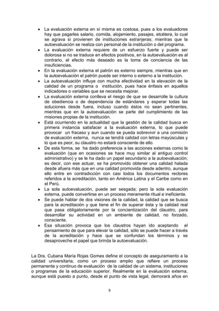 PONENCIAS DEL EJE TEMÁTICO: CALIDAD Y ACREDITACIÓN EN LA EDUCACIÓN SUPERIOR