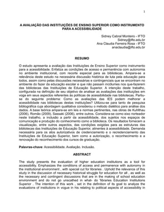 PONENCIAS DEL EJE TEMÁTICO: CALIDAD Y ACREDITACIÓN EN LA EDUCACIÓN SUPERIOR