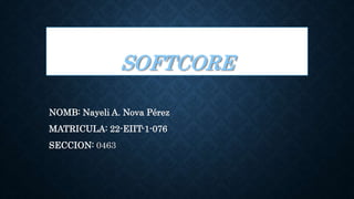 SOFTCORE
NOMB: Nayeli A. Nova Pérez
MATRICULA: 22-EIIT-1-076
SECCION: 0463
 