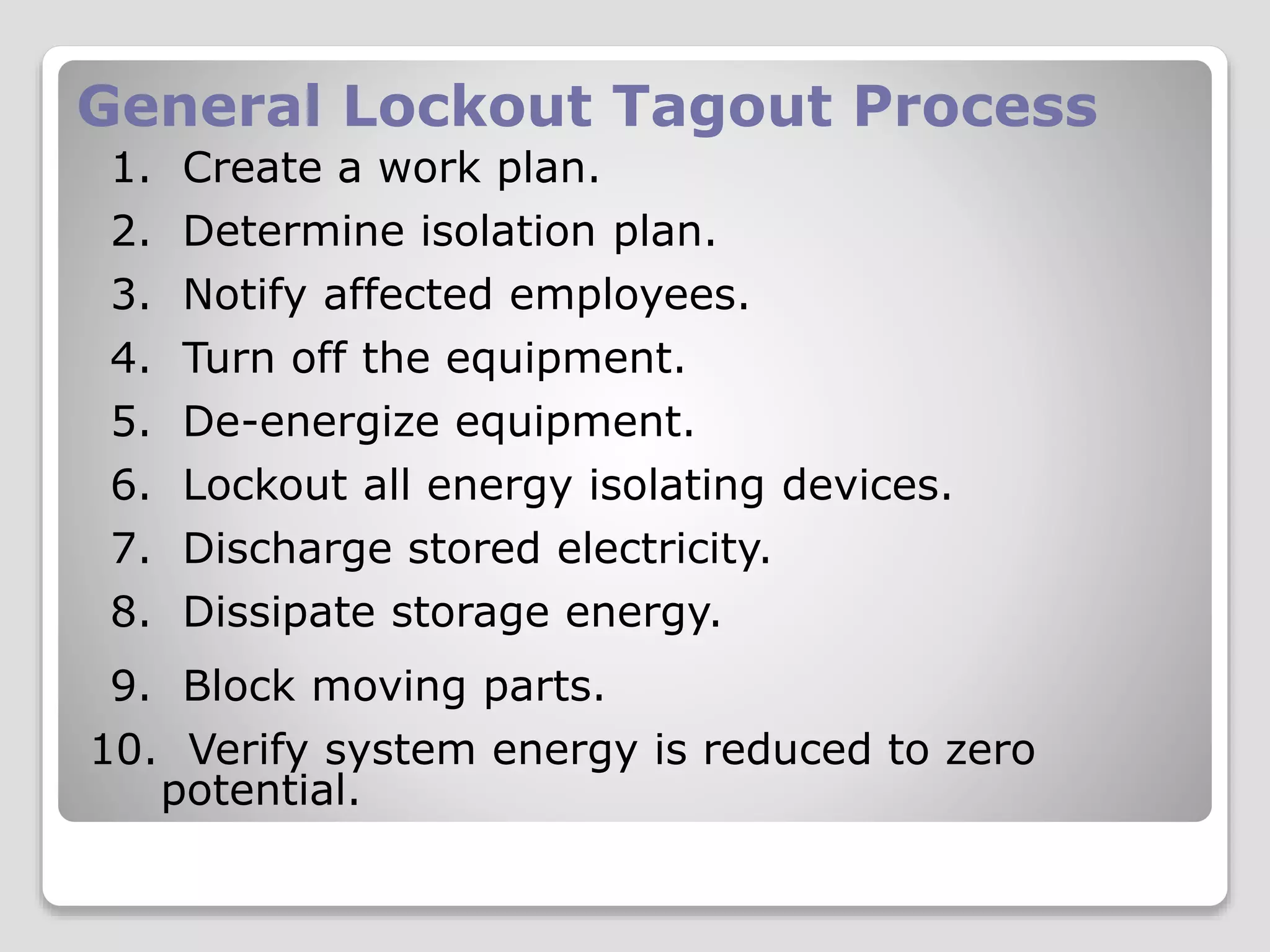 Lock-Out Tag-Out (LOTO) Training | PPTX