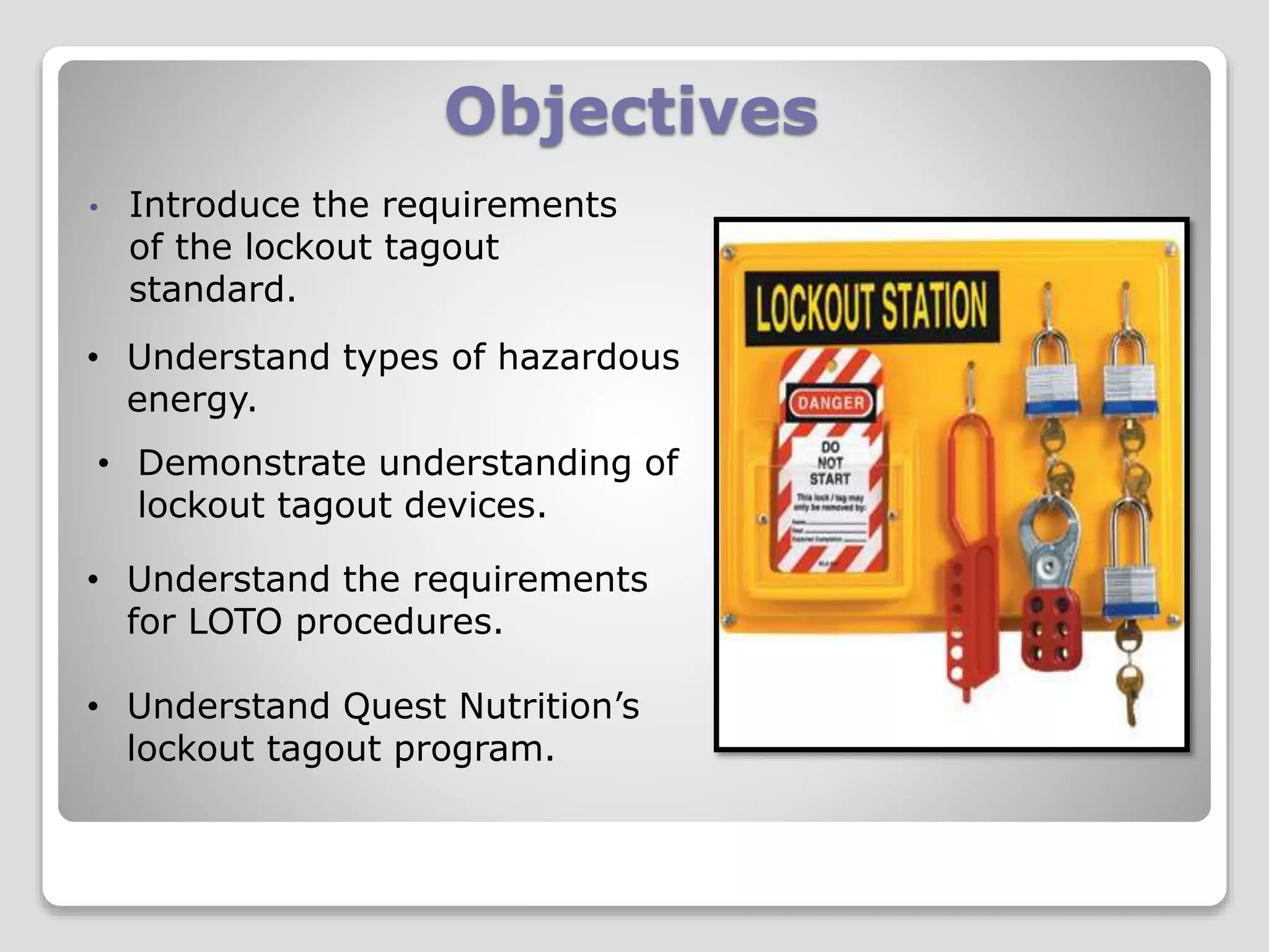 Lock-Out Tag-Out (LOTO) Training | PPTX