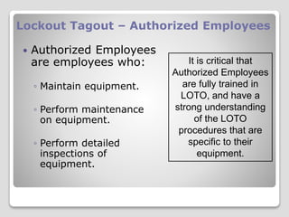 Lock-Out Tag-Out (LOTO) Training | PPTX