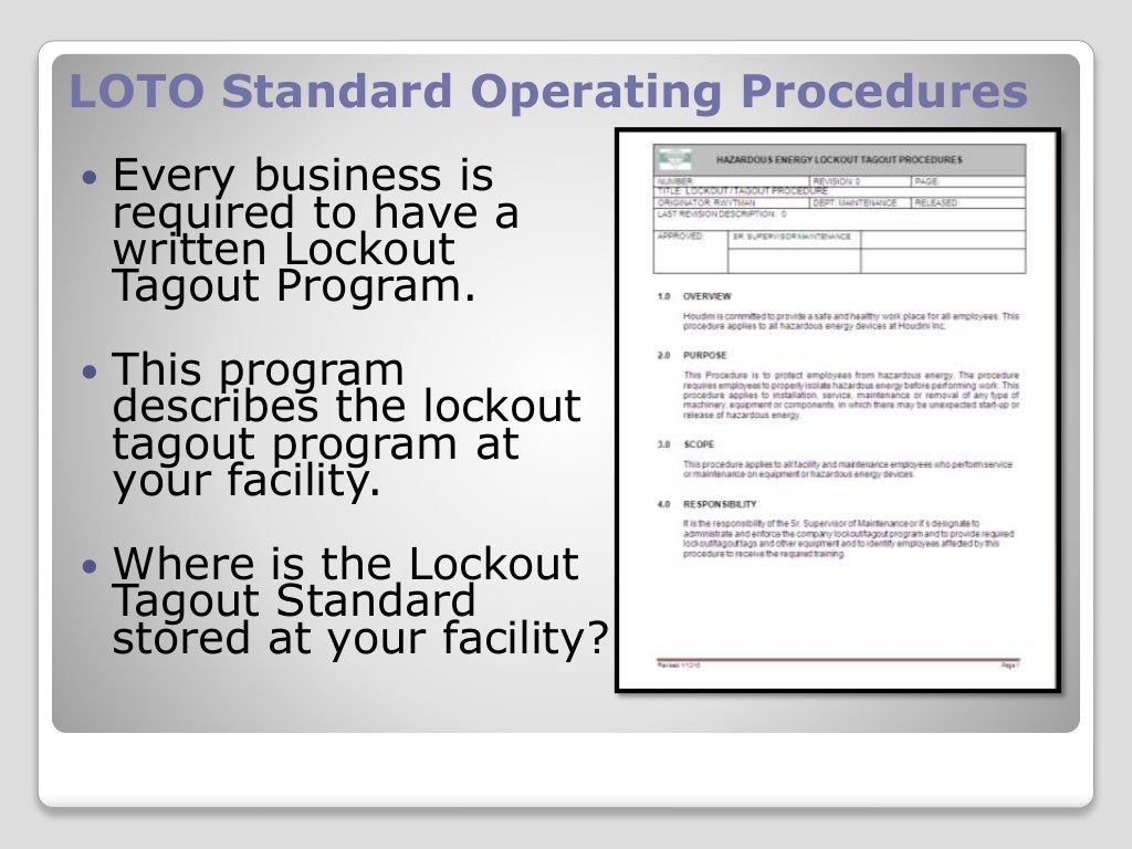 LockOut TagOut (LOTO) Training
