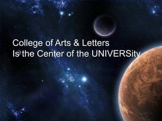 CAL Honors

College Brent Wolter & Letters
         of Arts
Is the Center Philosophy UNIVERSity
        English and
                    of the
        Master Teacher in 2010




        Maria Wong
        Psychology
        Awarded an R21 NIH grant for $249,652
 