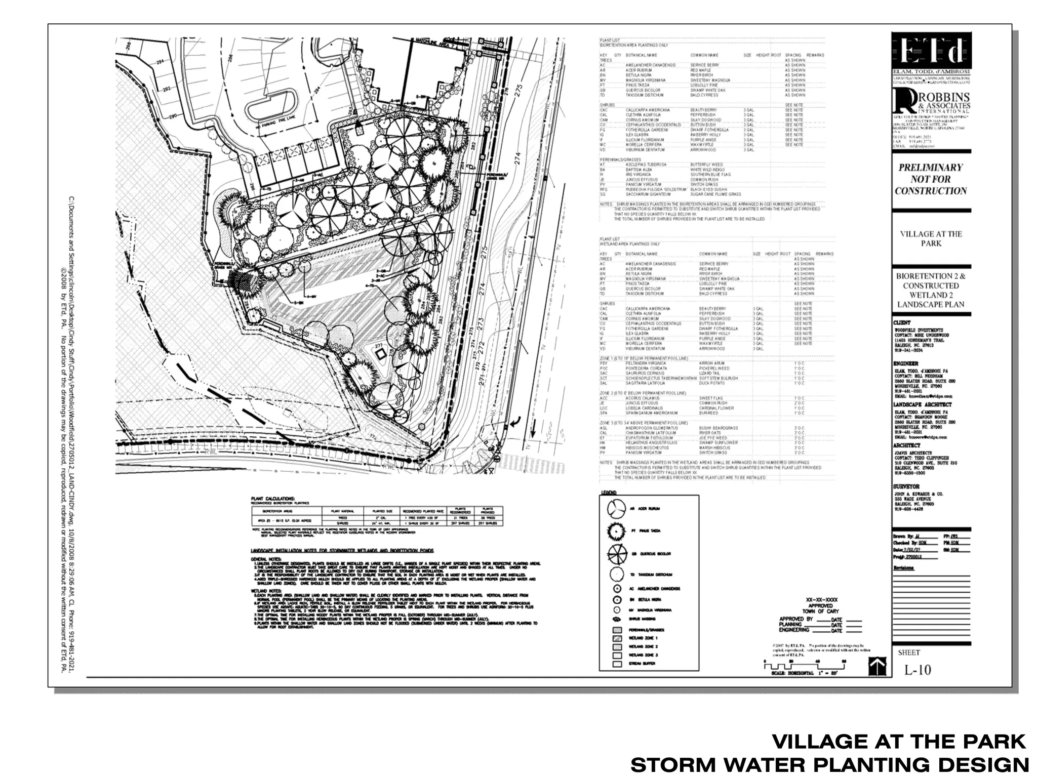 VILLAGE AT THE PARK
STORM WATER PLANTING DESIGN
 