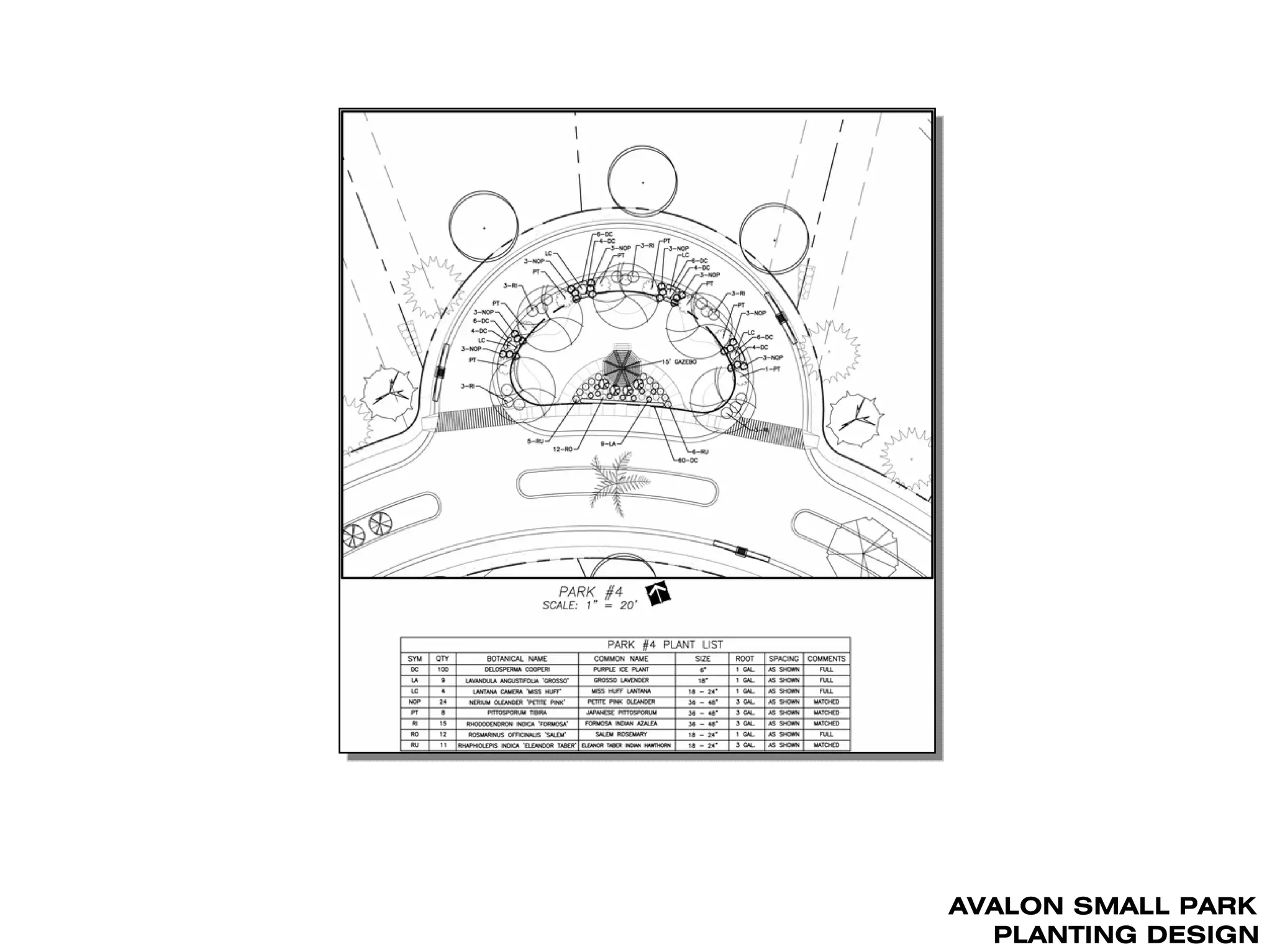 AVALON SMALL PARK
  PLANTING DESIGN
 