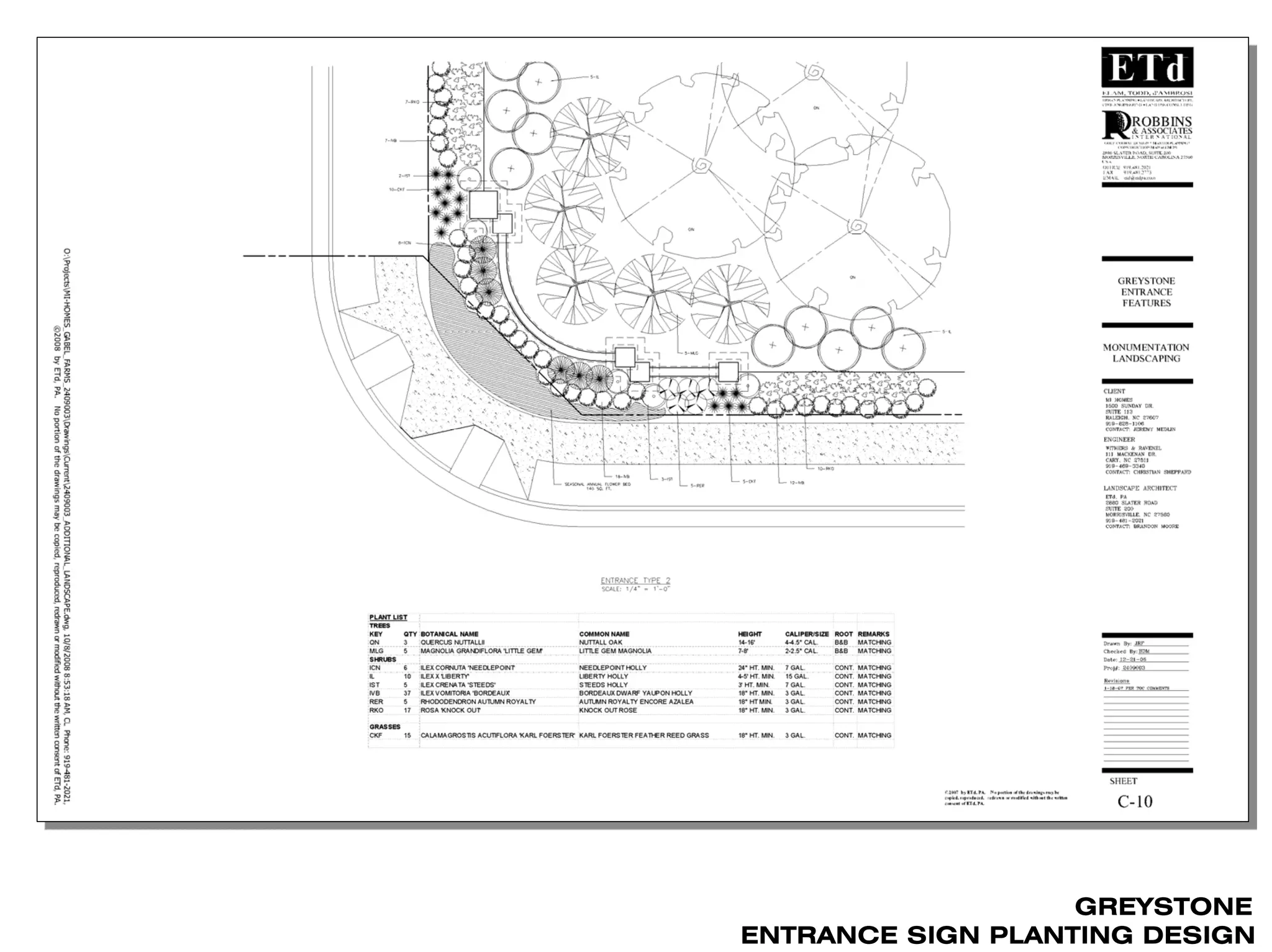 GREYSTONE
ENTRANCE SIGN PLANTING DESIGN
 