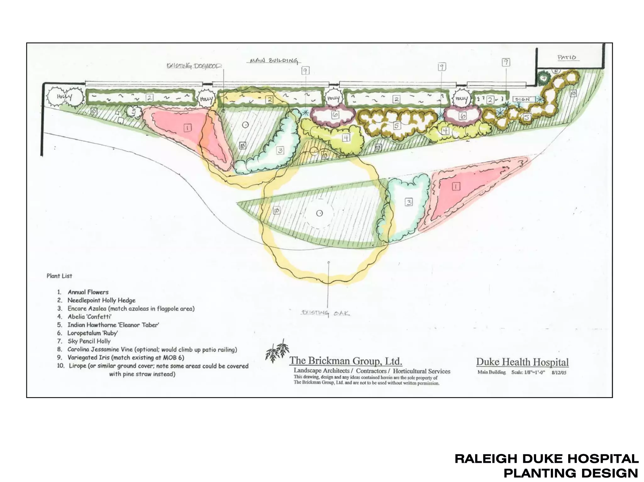 RALEIGH DUKE HOSPITAL
      PLANTING DESIGN
 