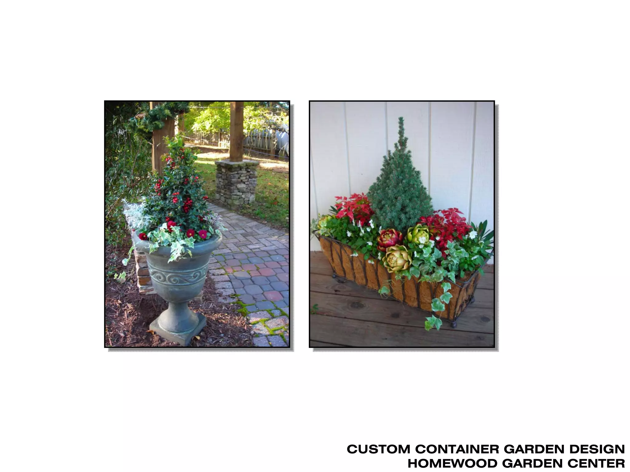 CUSTOM CONTAINER GARDEN DESIGN
      HOMEWOOD GARDEN CENTER
 