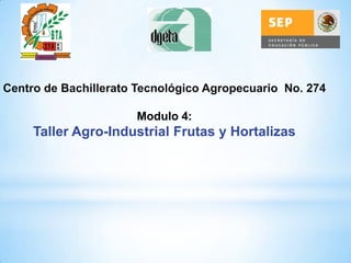 Centro de Bachillerato Tecnológico Agropecuario No. 274

                      Modulo 4:
     Taller Agro-Industrial Frutas y Hortalizas
 