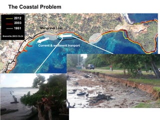 Current & sediment tranport
Mangrove Lost
Field inspection (28 Jan.) and local reporting
The Coastal Problem
 