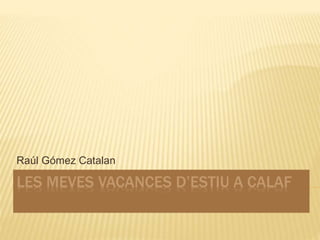 Raúl Gómez Catalan 
LES MEVES VACANCES D’ESTIU A CALAF 
 