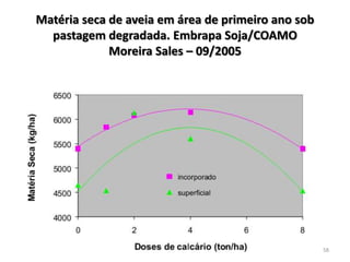 Matéria seca de aveia em área de primeiro ano sob
pastagem degradada. Embrapa Soja/COAMO
Moreira Sales – 09/2005

58

 