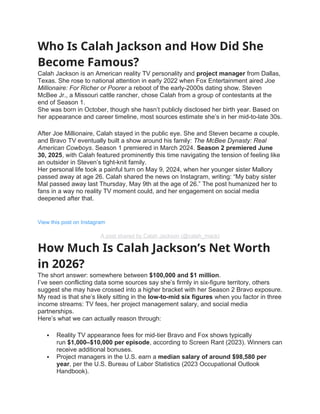 Calah Jackson Net Worth 2026: Career, Earnings & Reality TV Insights | DOCX