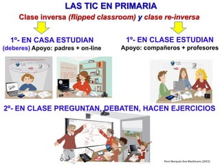 Preguntar
?
Explicar
Pere Marquès & Ole C. Glad (2013)
El profesor explica y hace preguntas en la pizarra digital PD
(profesor magistral)
LAS TIC EN PRIMARIA
 