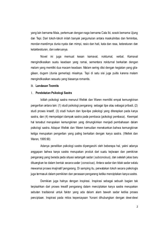 Psikologi Sastra Novel "Cala Ibi"