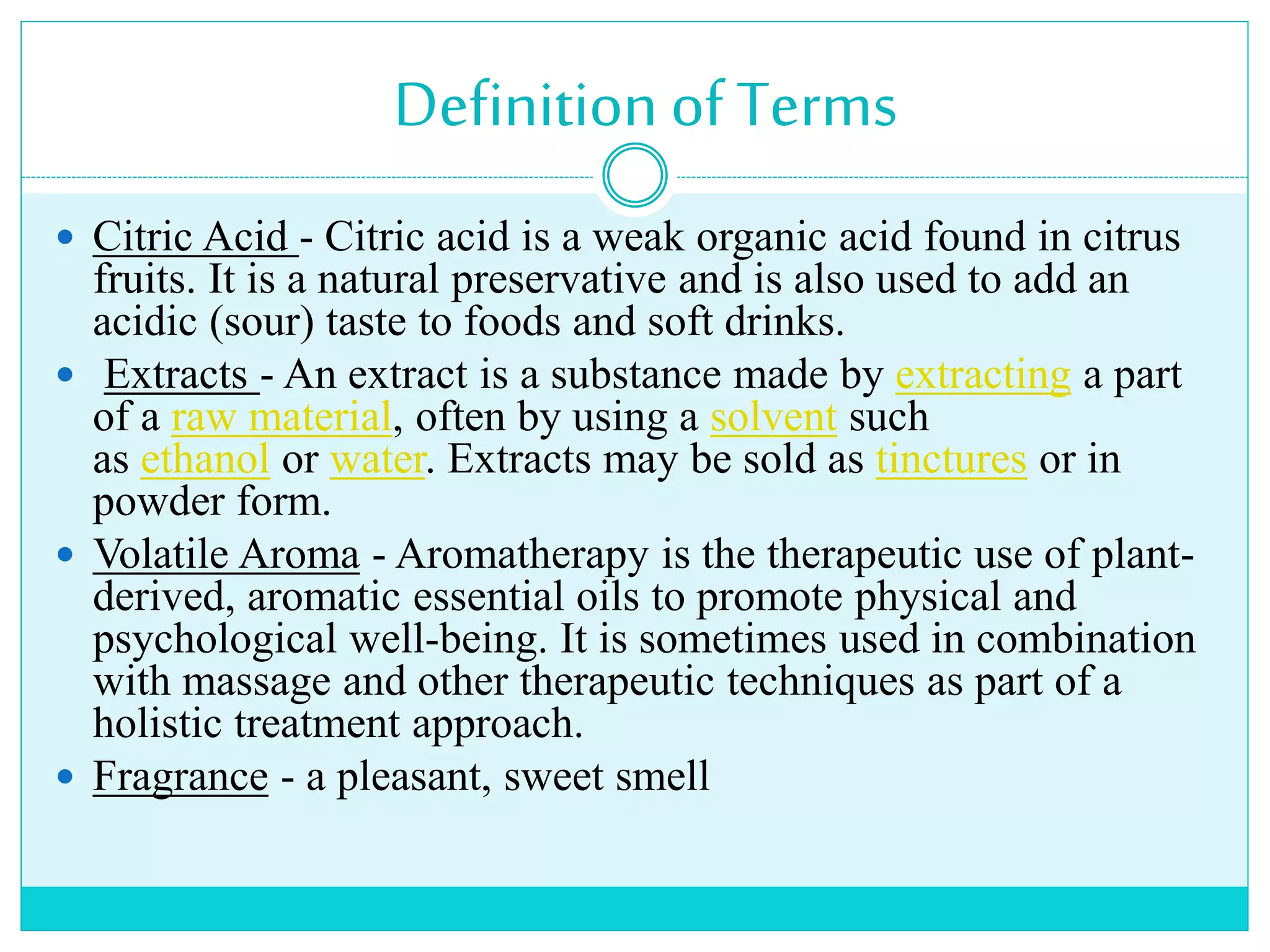 Calamansi (Citrofortunella Microcarpa) Fruit Extract as a perfume PPT