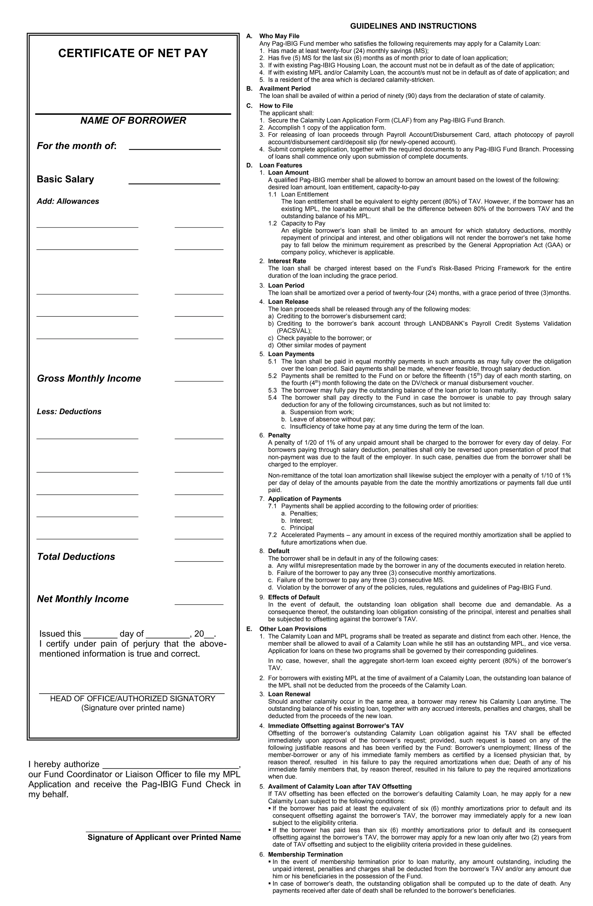 Pag Ibig Calamity Loan PDF Pag ibig calamity loan pdf