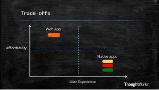 Trade offs
Web App

Affordability
Native apps

User Experience

 
