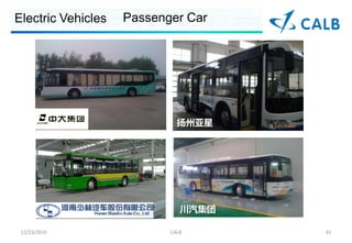 Electric Vehicles   Passenger Car




                             




                              

 12/23/2010                CALB      41
 