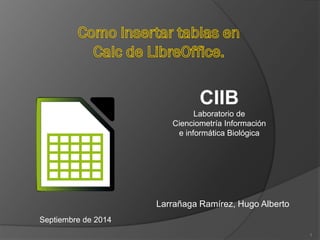 Larrañaga Ramírez, Hugo Alberto 
1 
CIIB Laboratorio de Cienciometría Información e informática Biológica 
Septiembre de 2014  