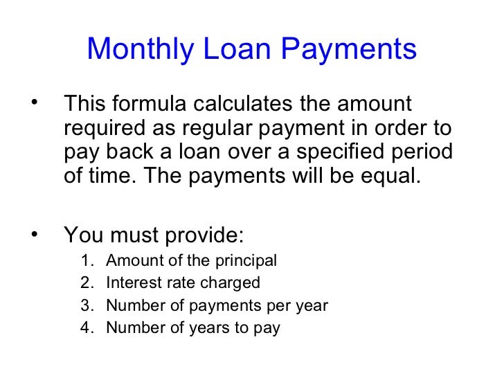 formula for loan payment