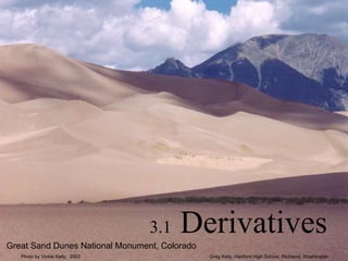 3.1 Derivatives
Great Sand Dunes National Monument, Colorado
Greg Kelly, Hanford High School, Richland, Washington
Photo by Vickie Kelly, 2003
 