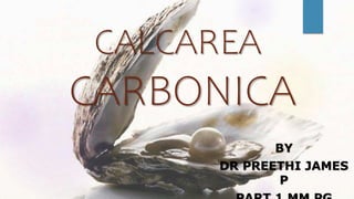 CALCAREA
CARBONICA
BY
DR PREETHI JAMES
P
 