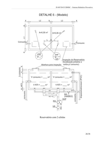 IN 007/DAT/CBMSC – Sistema Hidráulico Preventivo
26/38
Reservatório com 2 células
 
