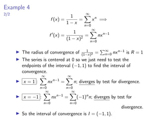 Example 3
1/2
Find a power series representation of
x3
x + 2
 