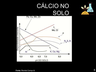 8
CÁLCIO NO
SOLO
Fonte: Revista Campo &
 