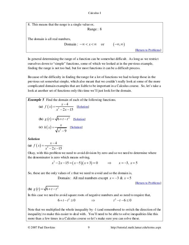 Calculus Functions Review Calculus Functions Review