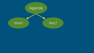 What? Why?
Agenda
 