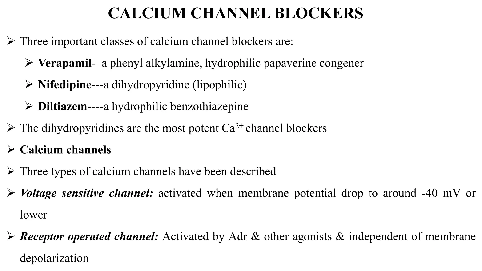 Calcium channel blockers.pptx | Chemistry | Science