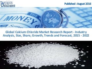 Published : August 2016
Global Calcium Chloride Market Research Report - Industry
Analysis, Size, Share, Growth, Trends and Forecast, 2015 - 2022
 
