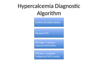 Algorithm For Elevated Pth Calcium homeostasis and hypocalcimia, hypocalcalchimia | PPTX