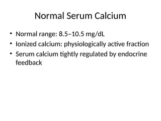 Calcium Normal Range Unit Calcium homeostasis and hypocalcimia, hypocalcalchimia | PPTX