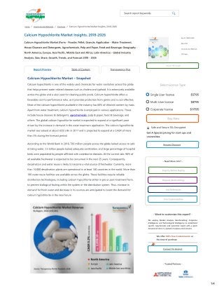 Calcium Hypochlorite Market Insights, 2018-2026