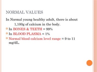 Calcium Normal Range Unit Calcium metabolism & regulation +.pptx slides | PPTX