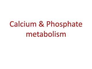 Calcium & Phosphate
metabolism
 
