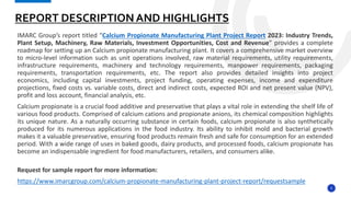 Detailed Project Report on Calcium Propionate Manufacturing Unit Setup ...