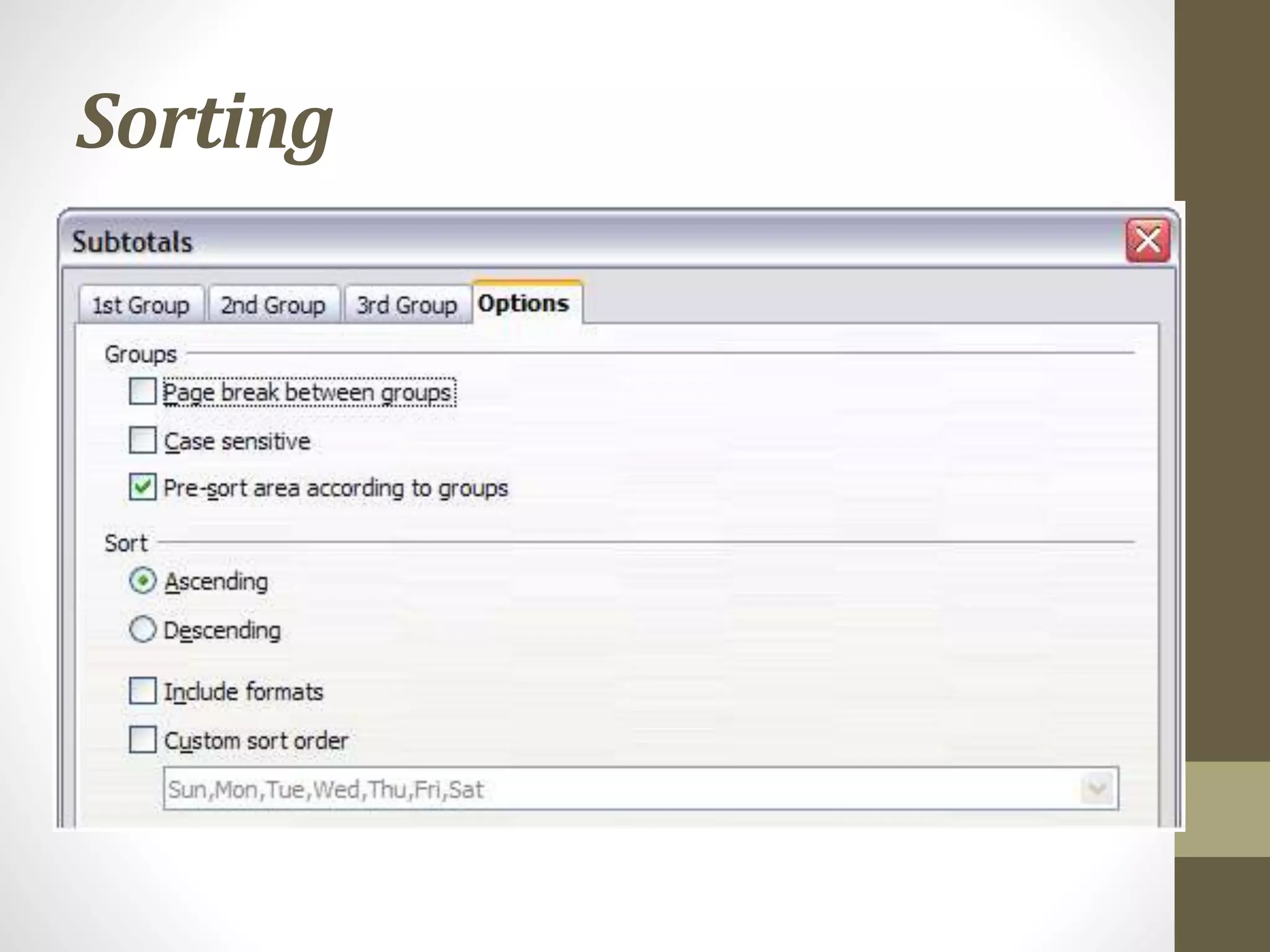 Libre Office Calc Lesson 5: Working with Data | PPTX