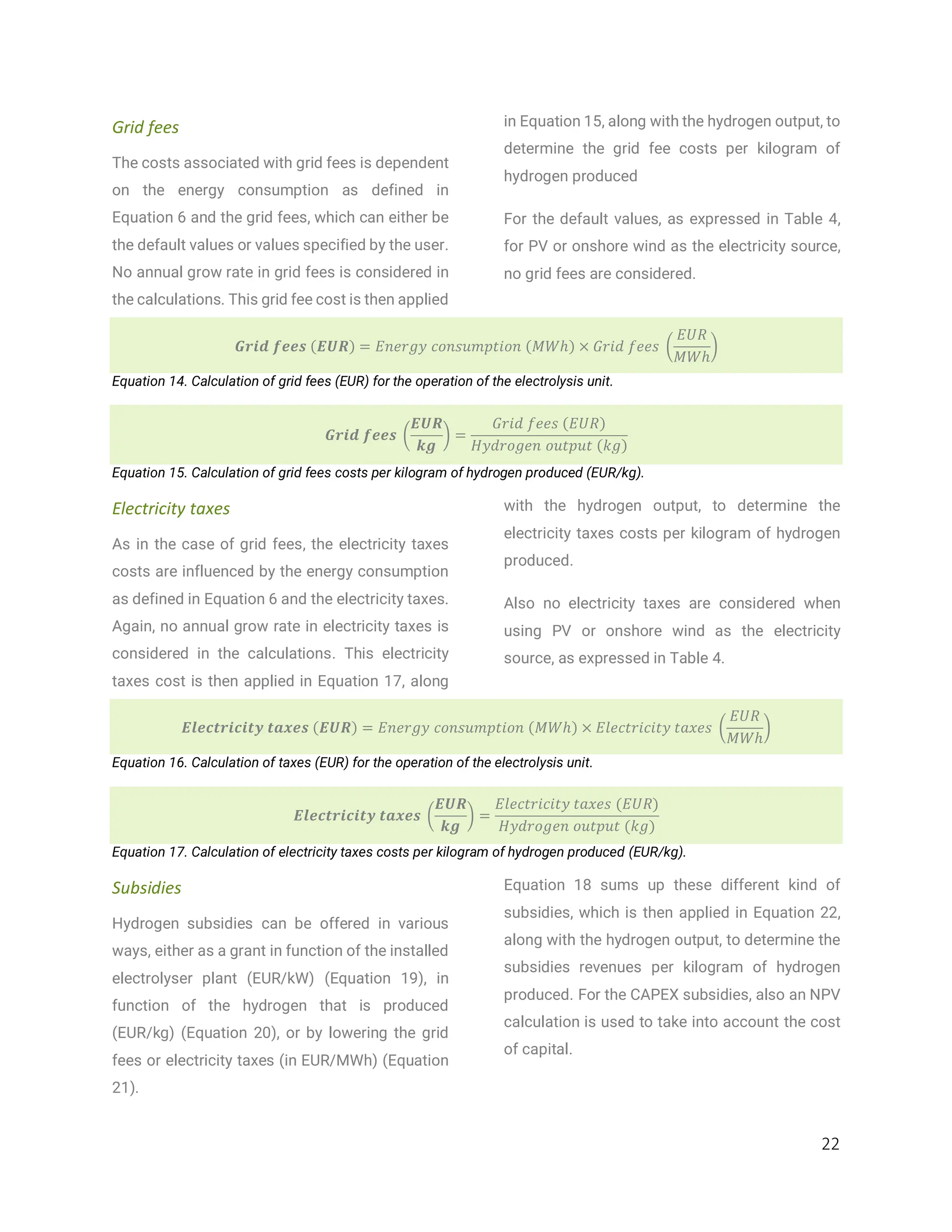 Levelised Cost of Hydrogen (LCOH) Calculator Manual | PDF
