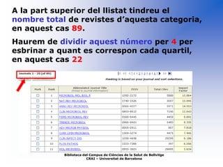 Com calcular el quartil d\'una revista