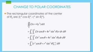 CHANGE TO POLAR COORDINATES 
The rectangular coordinates of the center 
of Rij are (ri* cos θj*, ri* sin θj*). 
 