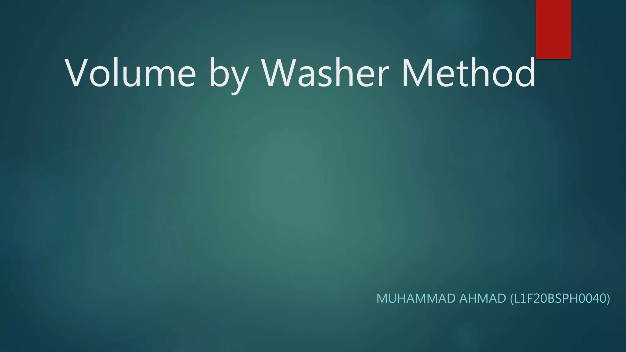 Volume By Washer Method