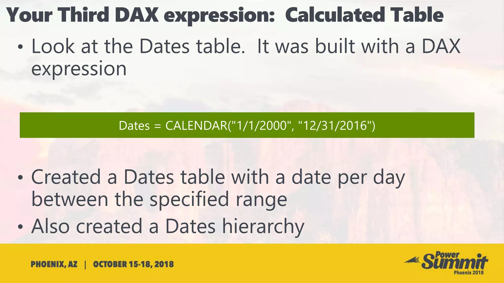 Dates = CALENDAR("1/1/2000", "12/31/2016")
 